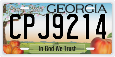 GA license plate CPJ9214