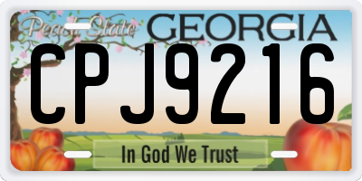 GA license plate CPJ9216