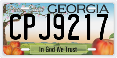 GA license plate CPJ9217