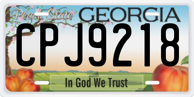 GA license plate CPJ9218