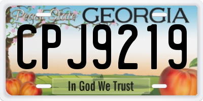 GA license plate CPJ9219