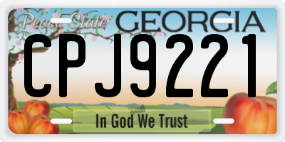 GA license plate CPJ9221