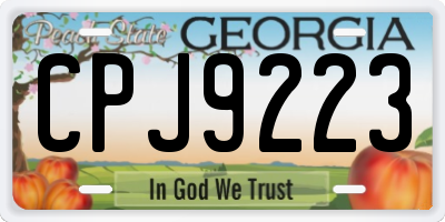 GA license plate CPJ9223