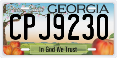 GA license plate CPJ9230