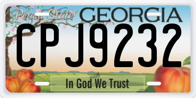 GA license plate CPJ9232