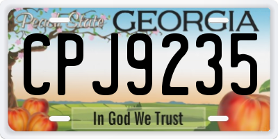 GA license plate CPJ9235