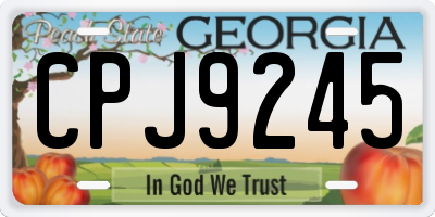GA license plate CPJ9245