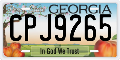 GA license plate CPJ9265