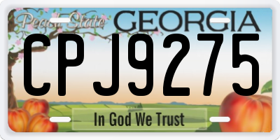 GA license plate CPJ9275
