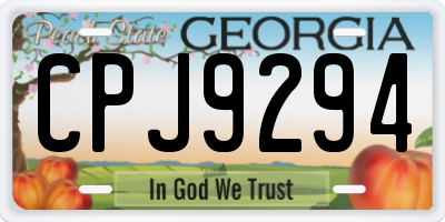 GA license plate CPJ9294