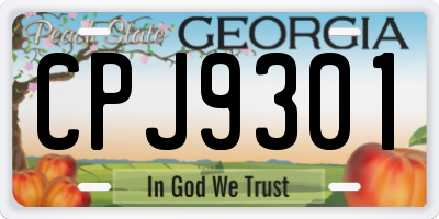 GA license plate CPJ9301