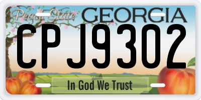 GA license plate CPJ9302