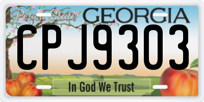 GA license plate CPJ9303