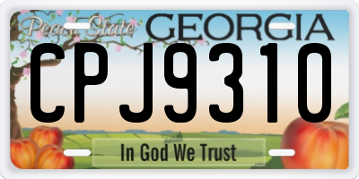 GA license plate CPJ9310