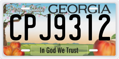GA license plate CPJ9312