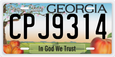 GA license plate CPJ9314