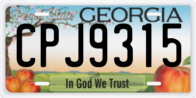 GA license plate CPJ9315