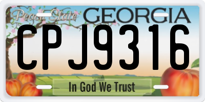 GA license plate CPJ9316