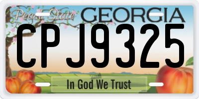 GA license plate CPJ9325