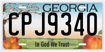 GA license plate CPJ9340