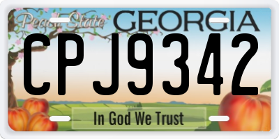GA license plate CPJ9342