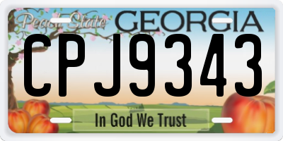 GA license plate CPJ9343