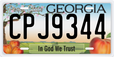 GA license plate CPJ9344