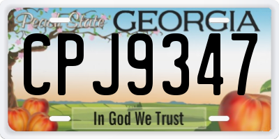 GA license plate CPJ9347