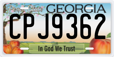 GA license plate CPJ9362