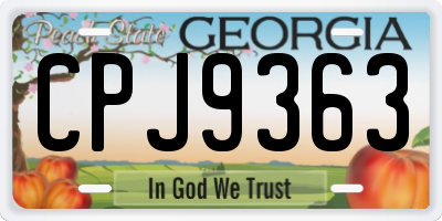 GA license plate CPJ9363