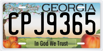 GA license plate CPJ9365