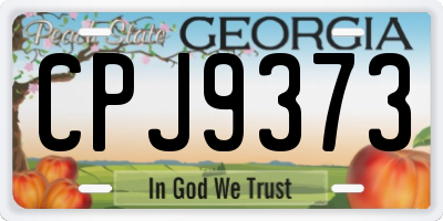 GA license plate CPJ9373