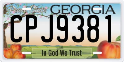 GA license plate CPJ9381