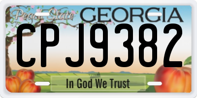 GA license plate CPJ9382