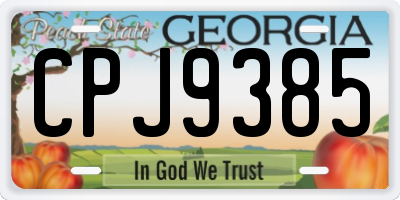 GA license plate CPJ9385