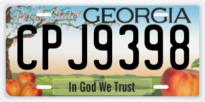 GA license plate CPJ9398