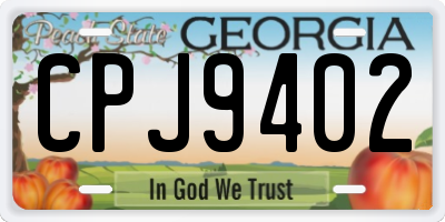 GA license plate CPJ9402