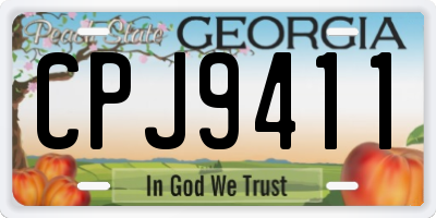 GA license plate CPJ9411