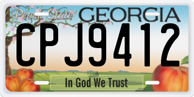 GA license plate CPJ9412