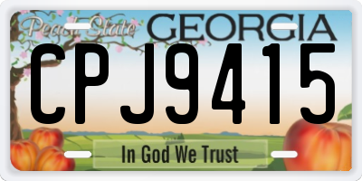 GA license plate CPJ9415