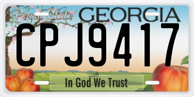 GA license plate CPJ9417