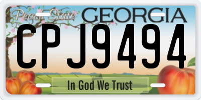 GA license plate CPJ9494
