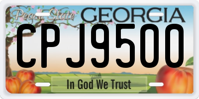 GA license plate CPJ9500