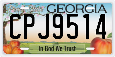 GA license plate CPJ9514