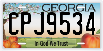 GA license plate CPJ9534