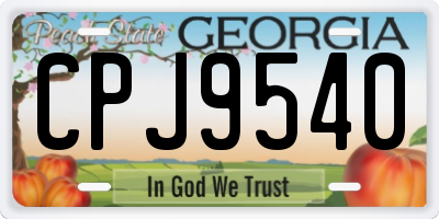 GA license plate CPJ9540