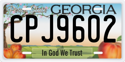 GA license plate CPJ9602