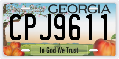 GA license plate CPJ9611