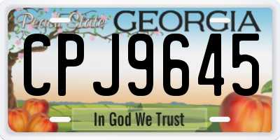 GA license plate CPJ9645