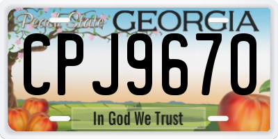 GA license plate CPJ9670